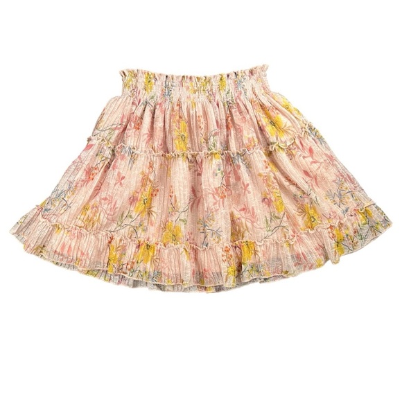 Tularosa Dresses & Skirts - Tularosa Women’s Pink Floral Tiered Lined Mini Skirt In Size XS